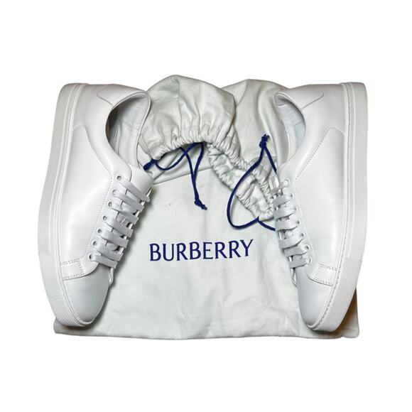 Burberry Men's White Leather Logo Low Top Designer Sneakers Shoes Size 41.5 - Picture 9 of 10